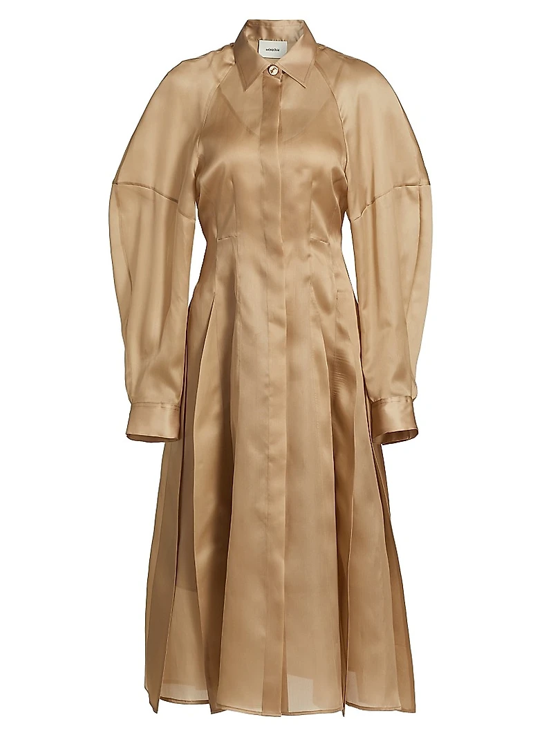 Just A Pinch Porta Silk-Satin Shirtdress