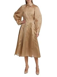 Just A Pinch Porta Silk-Satin Shirtdress