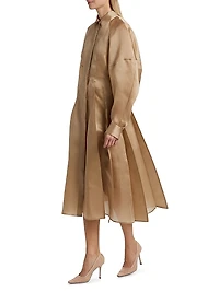 Just A Pinch Porta Silk-Satin Shirtdress