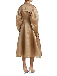 Just A Pinch Porta Silk-Satin Shirtdress