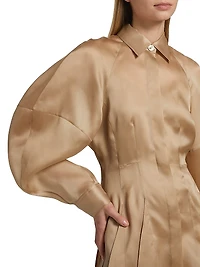 Just A Pinch Porta Silk-Satin Shirtdress
