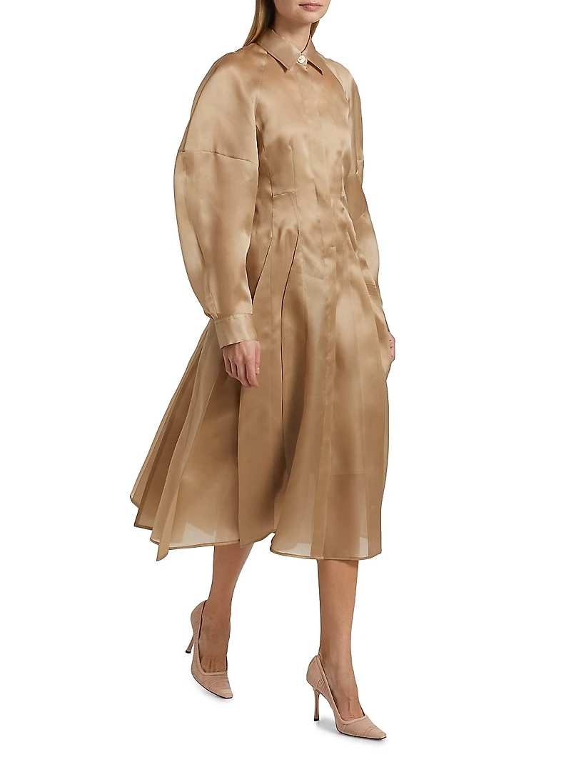 Just A Pinch Porta Silk-Satin Shirtdress