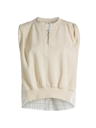 Broderie Anglaise French Terry Sleeveless Top