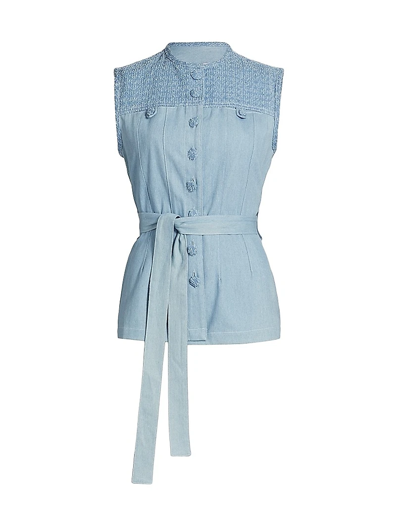 Caleb Denim Belted Sleeveless Top