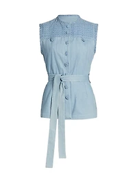 Caleb Denim Belted Sleeveless Top