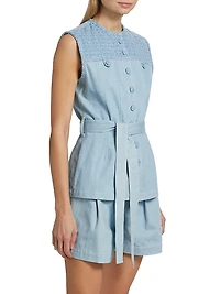 Caleb Denim Belted Sleeveless Top