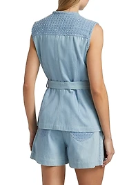 Caleb Denim Belted Sleeveless Top