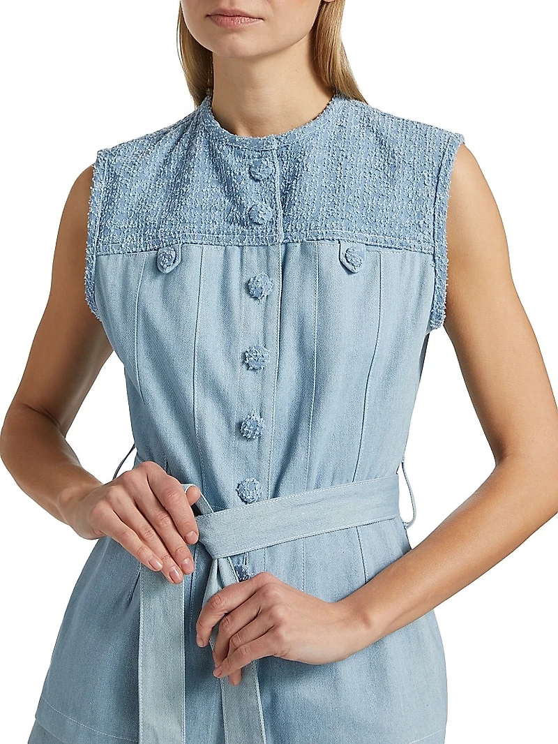 Caleb Denim Belted Sleeveless Top