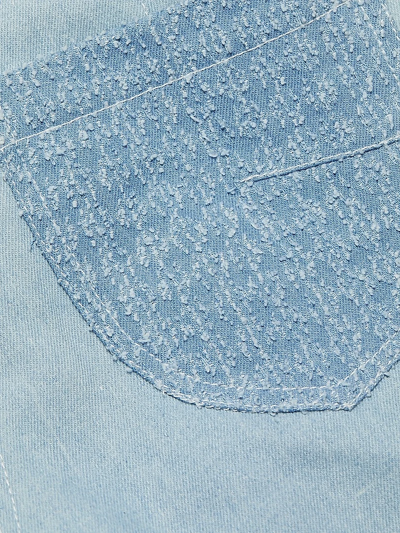 Gray High-Rise Tie-Waist Denim Shorts