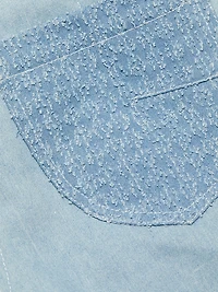 Gray High-Rise Tie-Waist Denim Shorts