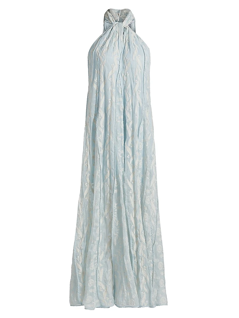 Sabina Musyev Luana Chiffon Embroidered Midi-Dress | The Summit