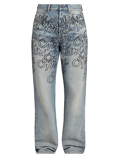 Script Logo Straight-Leg Jeans