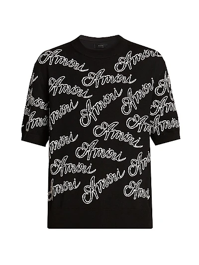 Embroidered Script Logo Wool T-Shirt