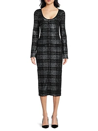 Mae Metallic Plaid Midi-Dress
