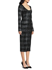 Mae Metallic Plaid Midi-Dress