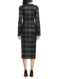 Mae Metallic Plaid Midi-Dress