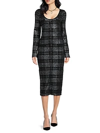 Mae Metallic Plaid Midi-Dress