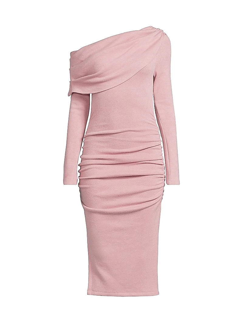 Harmon One-Shoulder Draped Sheath Dress