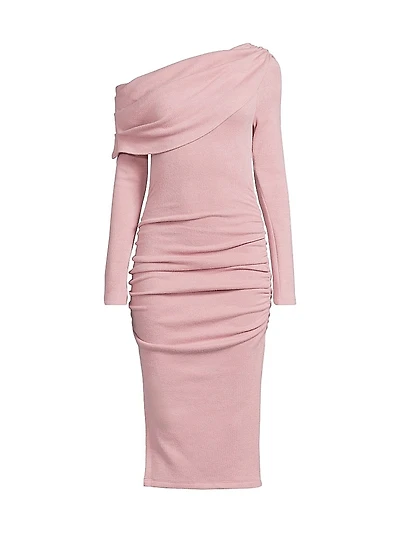 Harmon One-Shoulder Draped Sheath Dress