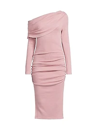 Harmon One-Shoulder Draped Sheath Dress