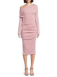 Harmon One-Shoulder Draped Sheath Dress