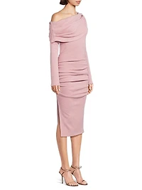 Harmon One-Shoulder Draped Sheath Dress