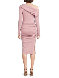 Harmon One-Shoulder Draped Sheath Dress