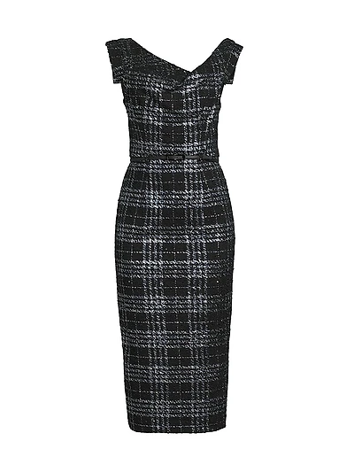 Jackie O Stretch-Bouclé Midi-Dress
