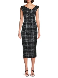Jackie O Stretch-Bouclé Midi-Dress
