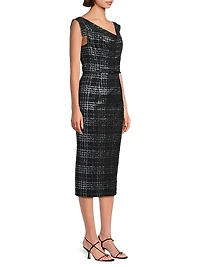 Jackie O Stretch-Bouclé Midi-Dress