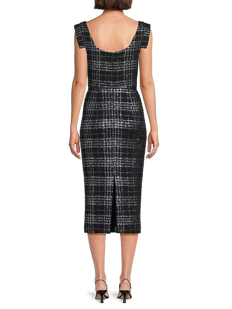 Jackie O Stretch-Bouclé Midi-Dress
