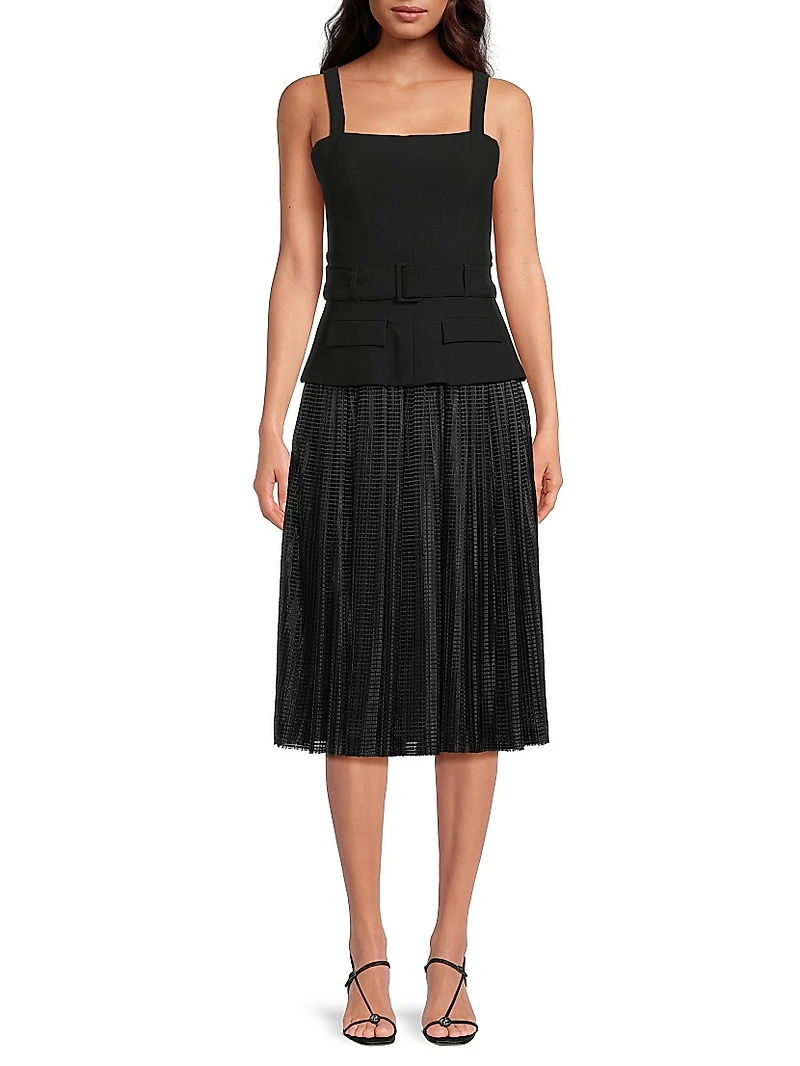 Noemia Stretch-Crepe Belted Midi-Dress