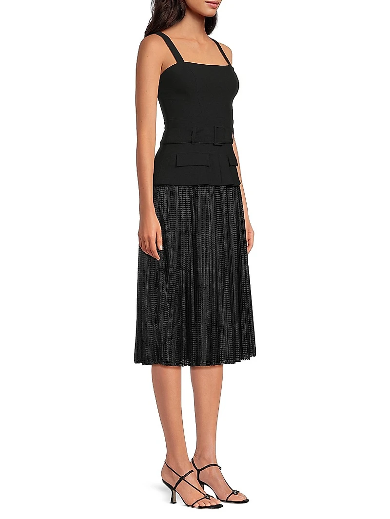 Noemia Stretch-Crepe Belted Midi-Dress