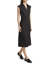 Poplin Ruched Midi-Shirtdress