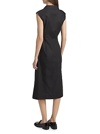 Poplin Ruched Midi-Shirtdress