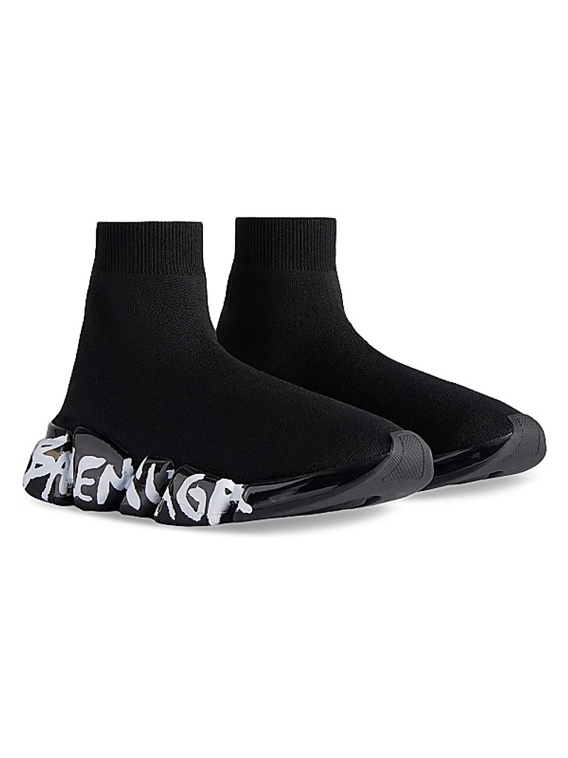 Men's Speed 2.0 Full Clear Sole Graffiti Recycled Knit Sneakers