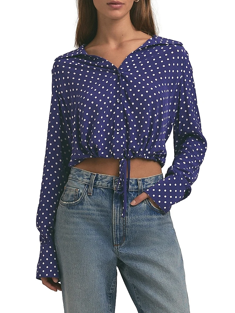Parker Polka Dot Tie-Hem Top