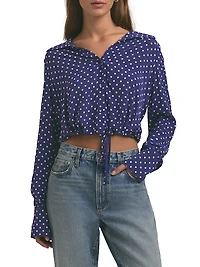 Parker Polka Dot Tie-Hem Top