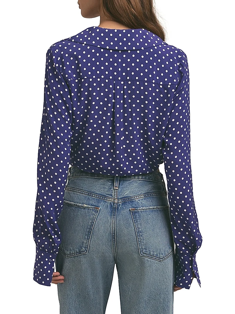 Parker Polka Dot Tie-Hem Top