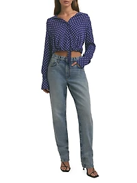 Parker Polka Dot Tie-Hem Top