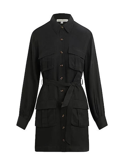 The Utility Glamour Belted Mini Shirtdress