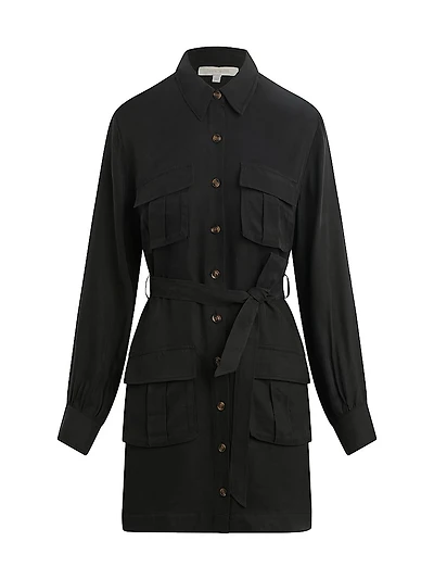 The Utility Glamour Belted Mini Shirtdress
