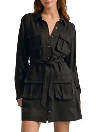 The Utility Glamour Belted Mini Shirtdress