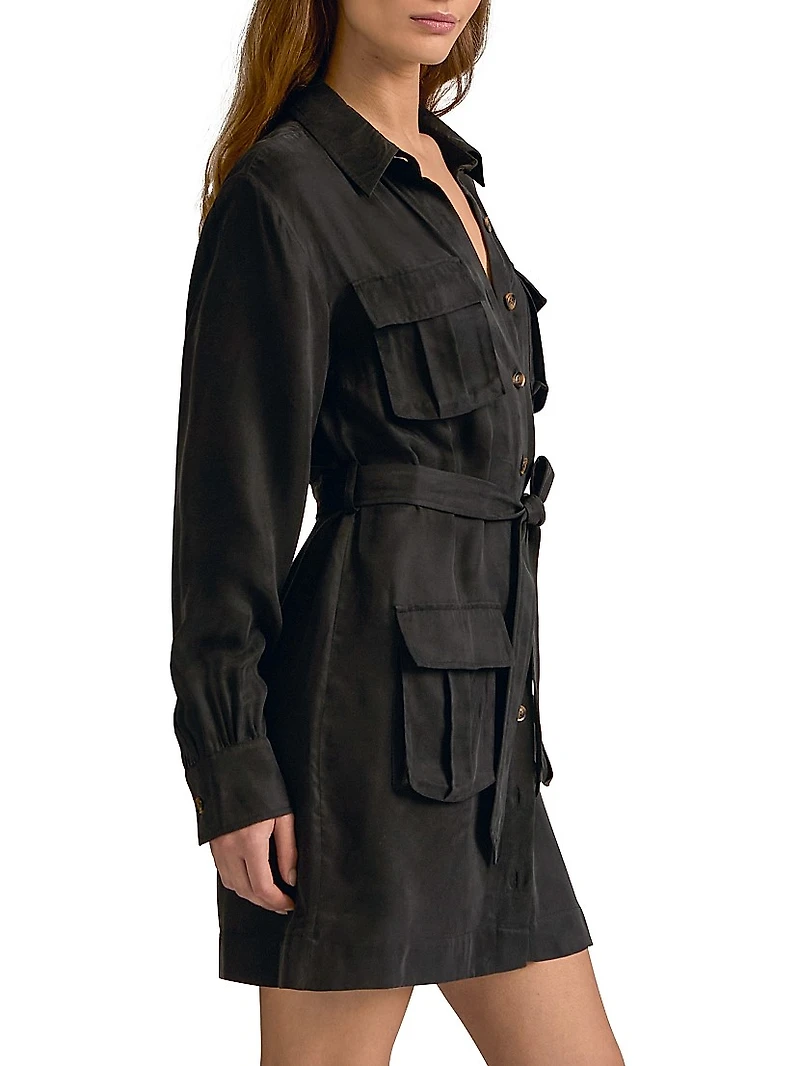 The Utility Glamour Belted Mini Shirtdress