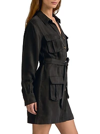 The Utility Glamour Belted Mini Shirtdress