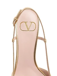VLogo Signature Laminated Nappa Leather 80MM Slingback Pumps
