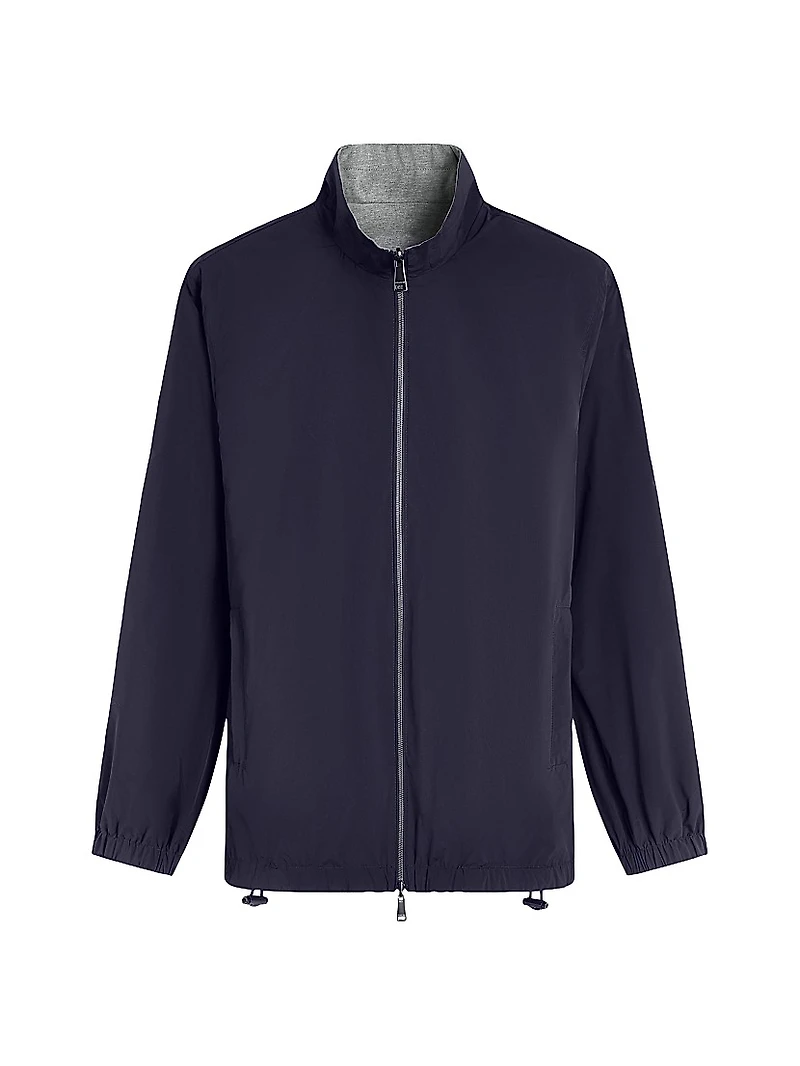 Reversible Stand Collar Zip-Front Jacket