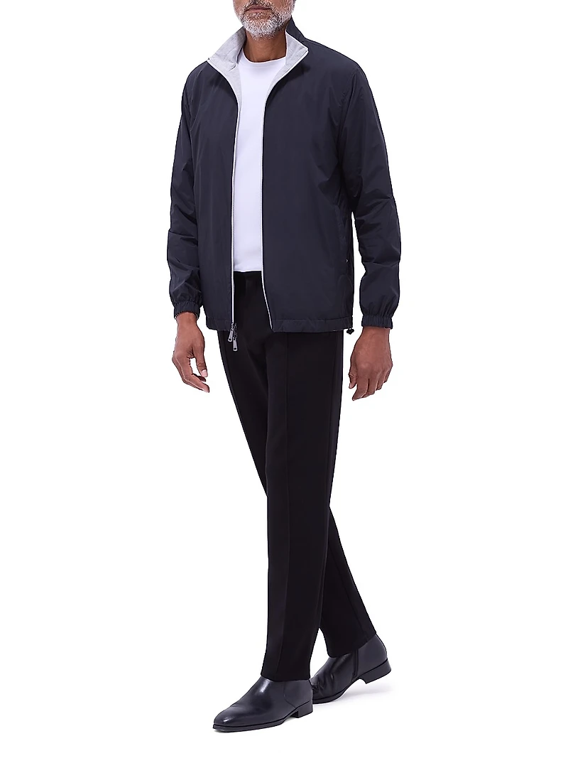 Reversible Stand Collar Zip-Front Jacket