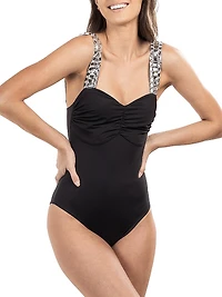 Daniella with Sequin Straps One Piece Swimsuit