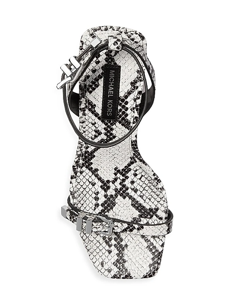 Darrington 75MM Snake-Embossed Leather Stiletto Sandals